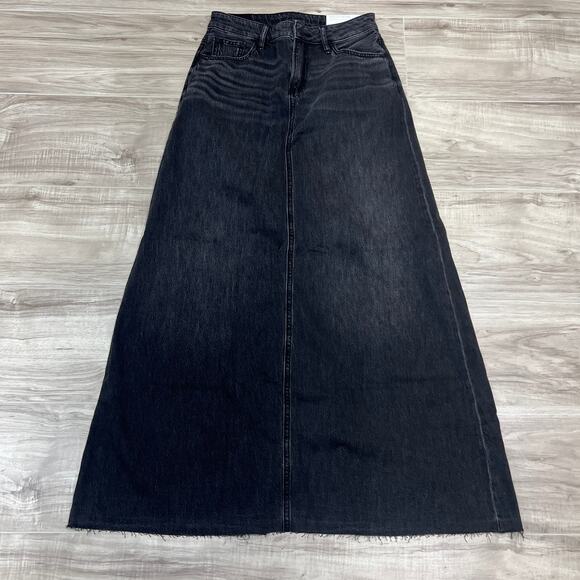American Eagle Real Good To The Floor Denim Maxi Skirt Dark Wash Size 000 - Picture 2 of 9